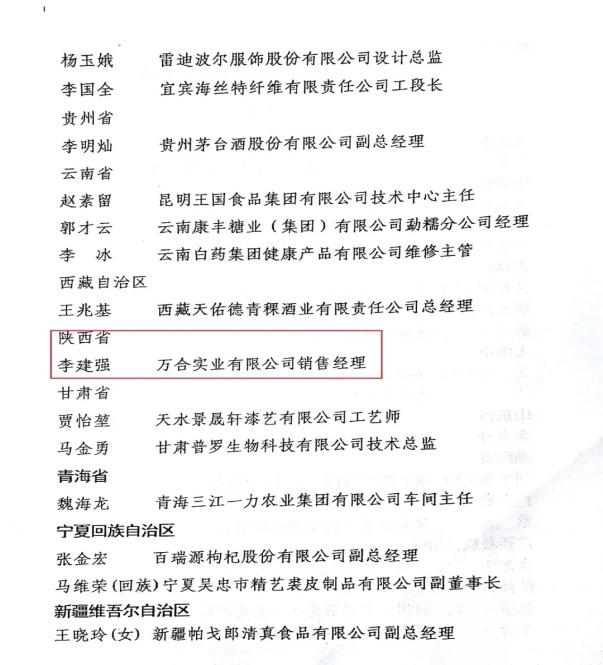 热烈祝贺李建强同志荣获“全国轻工行业劳动模范”